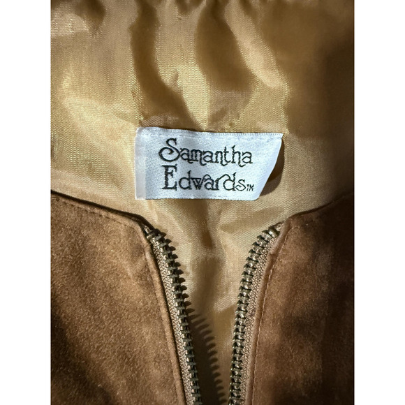Vintage Samantha Edwards Vest Womens Medium Brown Suede Western Zip Up Lined 90s - Picture 3 of 5
